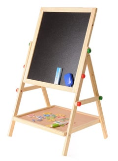 Arabest 2 in 1 Kids Easel, Height Adjustable Double Sided Art Painting Activity Easel Stand Wooden Dry Erase Board with Whiteboard Chalkboard for Toddler Boys Girls  - Image 1