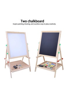 Arabest 2 in 1 Kids Easel, Height Adjustable Double Sided Art Painting Activity Easel Stand Wooden Dry Erase Board with Whiteboard Chalkboard for Toddler Boys Girls  - Image 2