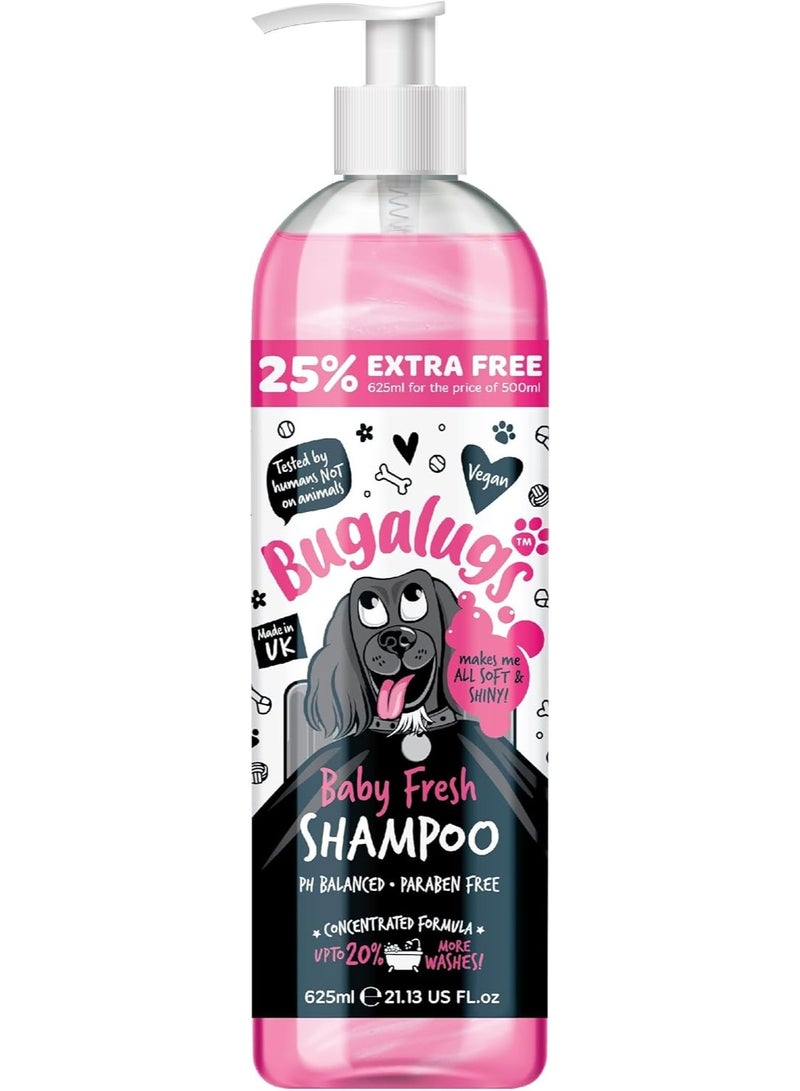 بوجالوجز BUGALUGS Baby Fresh Dog Shampoo dog grooming shampoo products for smelly dogs with baby powder scent, best puppy shampoo baby fresh, shampoo conditioner, Vegan pet shampoo professional (625ml) - Image 1
