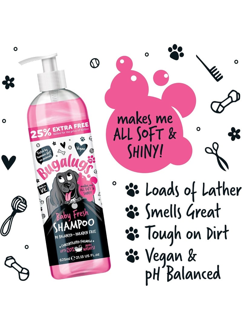 بوجالوجز BUGALUGS Baby Fresh Dog Shampoo dog grooming shampoo products for smelly dogs with baby powder scent, best puppy shampoo baby fresh, shampoo conditioner, Vegan pet shampoo professional (625ml) - Image 5