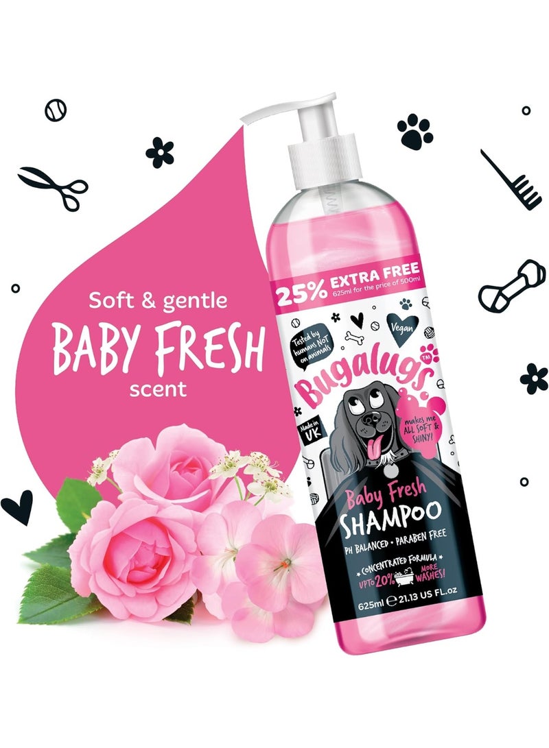 بوجالوجز BUGALUGS Baby Fresh Dog Shampoo dog grooming shampoo products for smelly dogs with baby powder scent, best puppy shampoo baby fresh, shampoo conditioner, Vegan pet shampoo professional (625ml) - Image 3