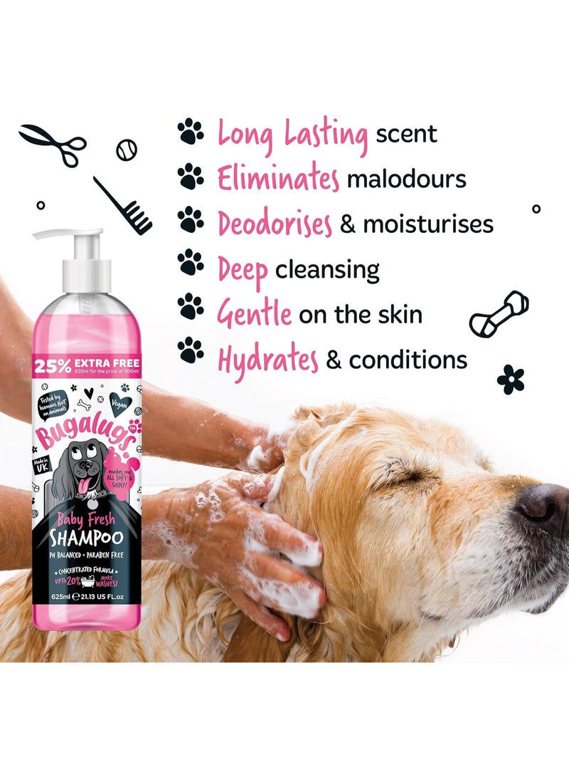 بوجالوجز BUGALUGS Baby Fresh Dog Shampoo dog grooming shampoo products for smelly dogs with baby powder scent, best puppy shampoo baby fresh, shampoo conditioner, Vegan pet shampoo professional (625ml) - Image 4