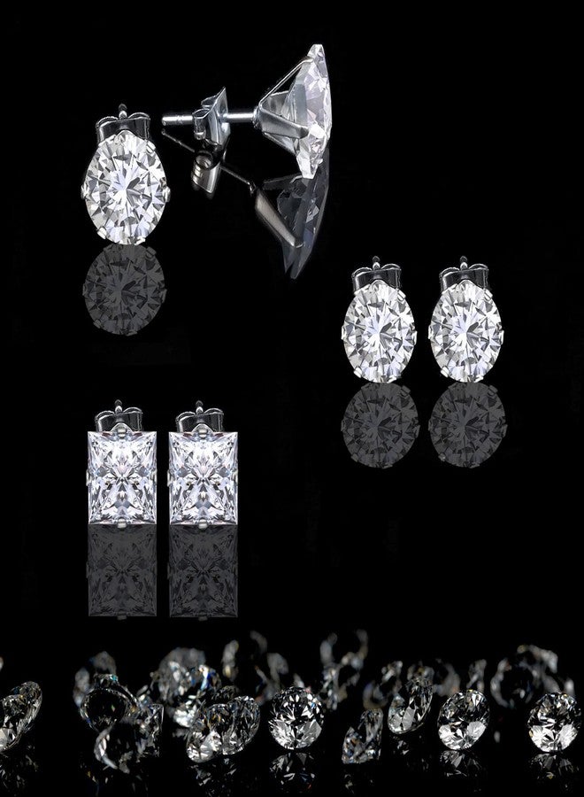 LUCKYPADS Stud Earrings Set LUCKYPADS 12 Pairs Stud Earrings for Women Hypoallergenic Stainless Steel Stud Earrings Pack Men Earrings Stud with Cubic Zirconia - Image 2