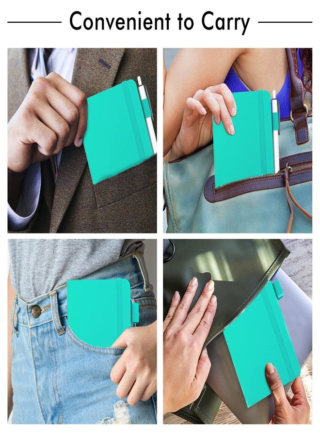 feela 3 Pack Pocket Small Notebook Journals, Mini Cute Memo Notepad Hardcover College Ruled Lined Journals with Pen Holder for Women Girls Office School, with 3 Black Pens, 3.5”x 5.5”, A6, Light Blue - Image 5