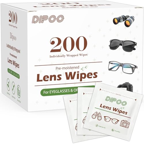 Dipoo 200 Count Lens Wipes for Eyeglasses, Eye Glasses Cleaner Wipes Pre-moistened Individually Wrapped Sracth-Free Streak-Free Eyeglasses Cleaning for Sunglass, Camera Lens, Goggles - Image 1
