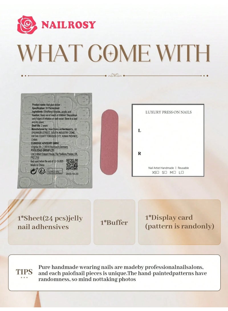 10 Pcs Long Pearl White Press On Nails with Crystal Design - Image 5