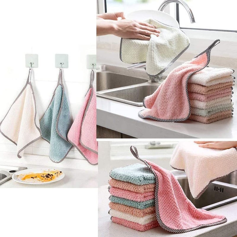SHIDHMI SHIDHMI Microfiber Dish Washing Cloth 3 Pack Coral Fleece Cleaning Towel Drying Cloths Ultra Absorbent for Kitchen Washing Up Clean Bowl Bathroom Dusting Car Wiping Pcs of 3 - Image 2