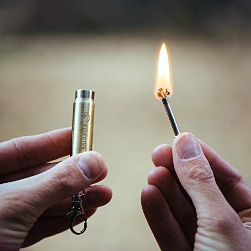 SURVIVE Permanent Match Bullet Metal Keychain Quick Clip, Reusable Survival Fire Starter Striker Lighter, Emergency Waterproof Strike Anywhere Stick Kit - Image 2