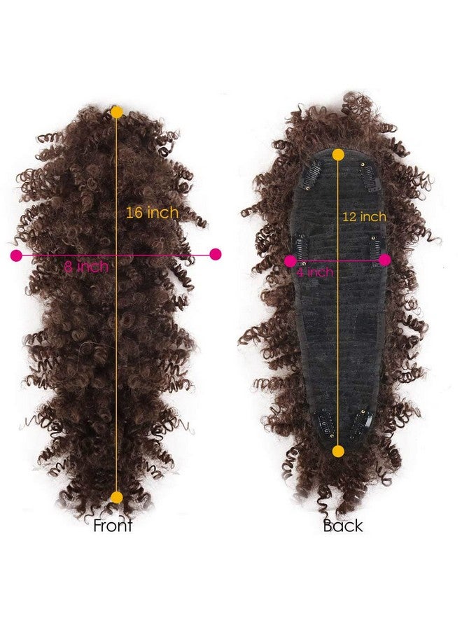 Aisaide High Puff Afro Mohawk Ponytail Short Kinky Curly Ponytail Extension,Mohawk Kinky Synthetic Hair Bun with Bangs,Wrap Updo Clip in Hair Extensions with Six Clips and Two Comb - Image 5