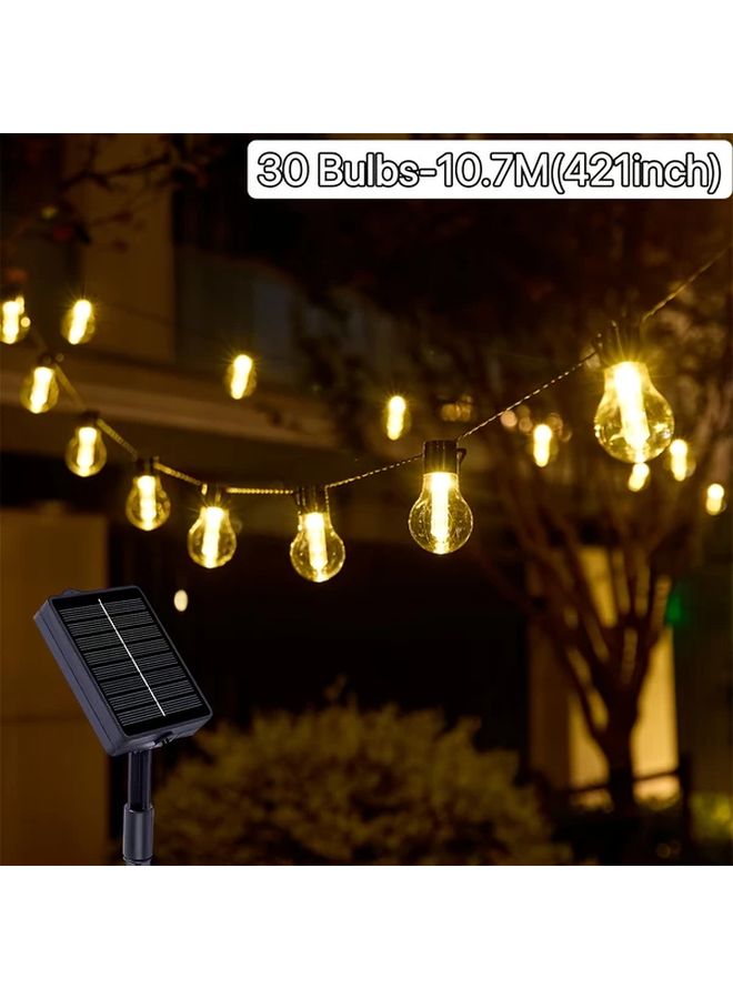 421.26 Inch 30 LED Solar String Lights Warm White 8 Modes Outdoor Waterproof - Image 1