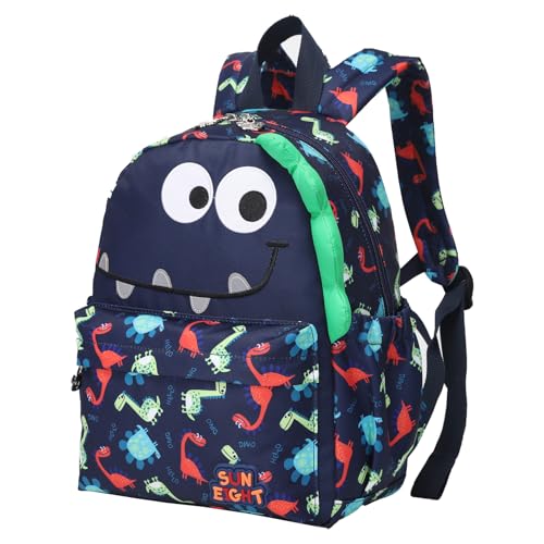 SUN EIGHT Preschool Toddler Kids Backpack Small 3D Cartoon Dinosaur Lunch Daycare School Bookbag Animal Travel Bags for Boy For 25 Years oldCute Dinosaur - Image 1