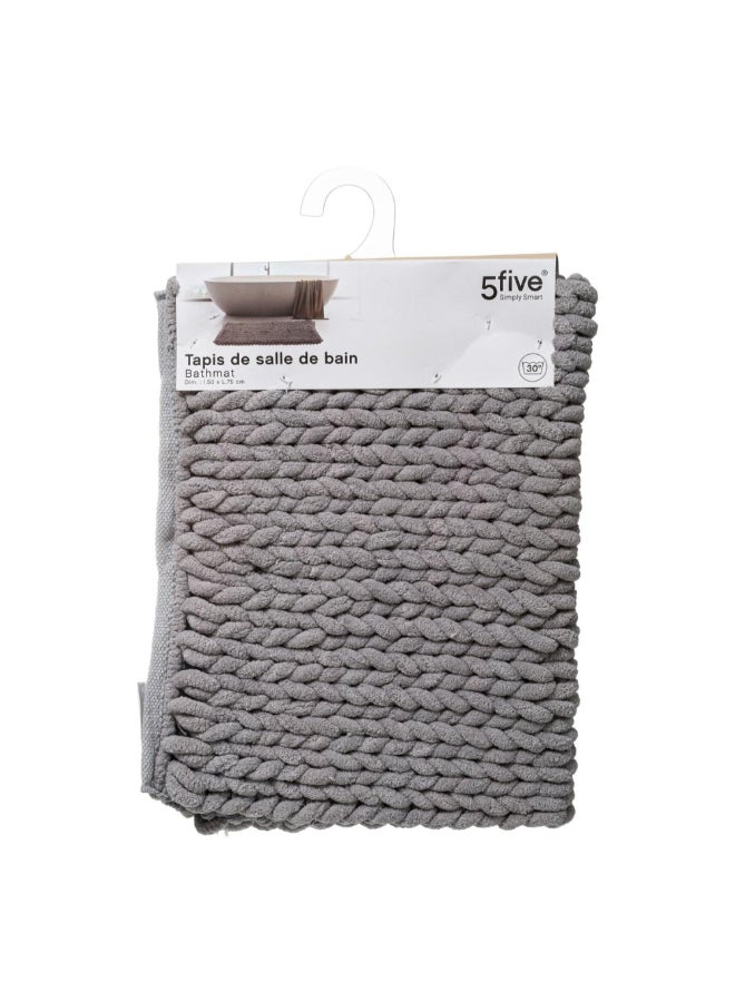 Five Simply Smart Thick Patterned Rectangular Bathmat Light Grey 50 x 75 cm 174629B - Image 4