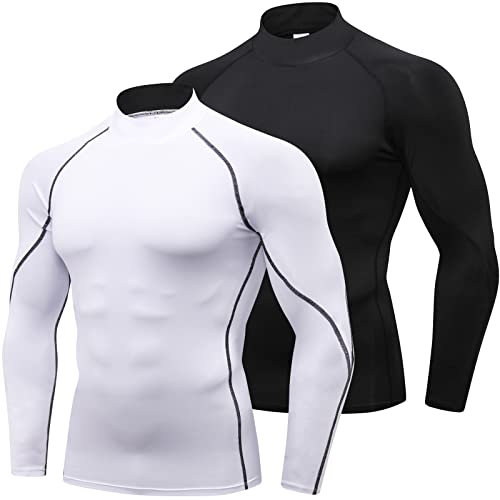 SPVISE 2 Pack Compression Long Sleeve Men Sports Baselayer Workout Athletic TShirts Lightweight Running Gym Gear Shirt Tops - Image 1