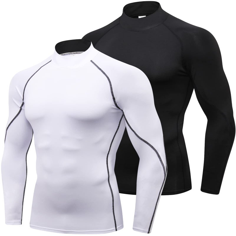 SPVISE 2 Pack Compression Long Sleeve Men Sports Baselayer Workout Athletic TShirts Lightweight Running Gym Gear Shirt Tops - Image 2