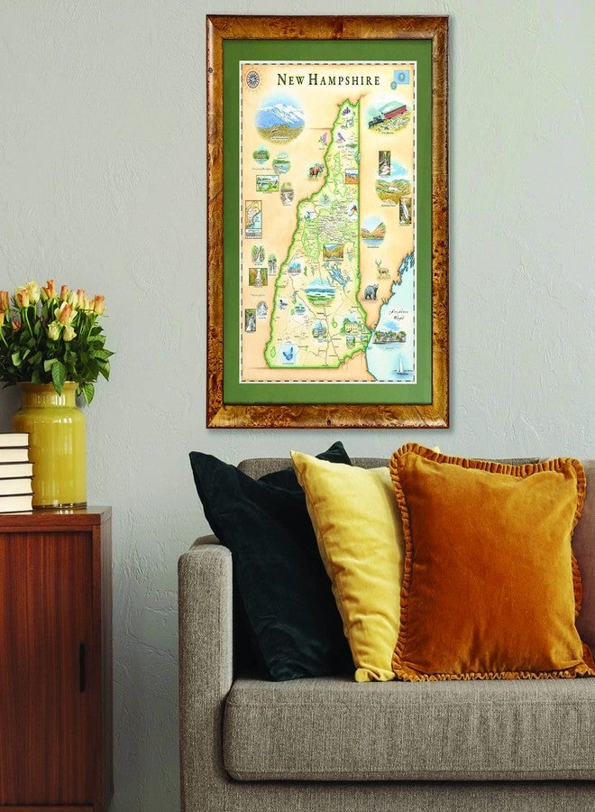 Xplorer Maps New Hampshire Hand-Drawn Map - 24x18 Vintage-Style Lithographic Print - Made in USA - Image 2
