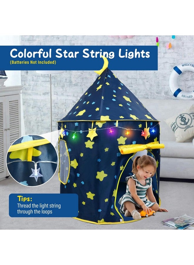 LotFancy Play Tent for Boys, with Star Lights and Storage Carrying Bag, Pop Up Play Tent House for Kids Toddlers, Indoor and Outdoor Use, Foldable, Portable, Blue - Image 4