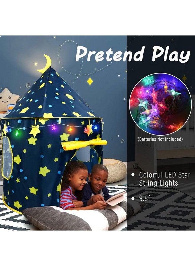 LotFancy Play Tent for Boys, with Star Lights and Storage Carrying Bag, Pop Up Play Tent House for Kids Toddlers, Indoor and Outdoor Use, Foldable, Portable, Blue - Image 2