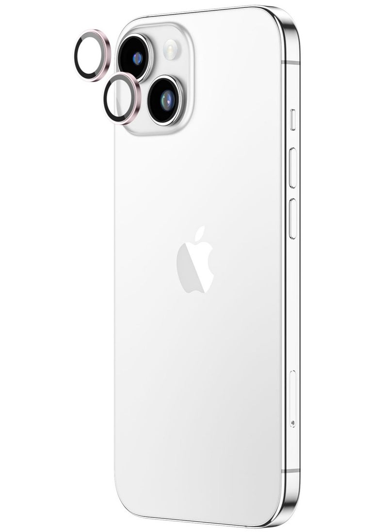 AMAZINGthing Supreme Tempered Glass for iPhone 15 and iPhone 15 PLUS Camera Lens Protector Aluminum AR Lens Defender - Light Pink  - Image 4