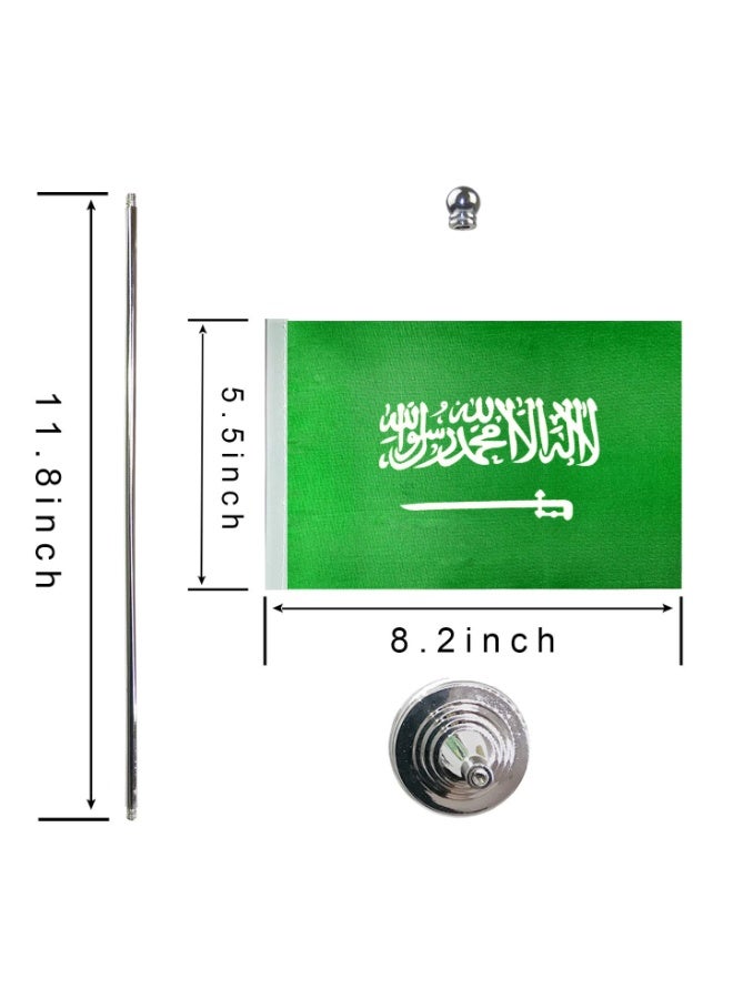 سلاسة علم المملكة العربية السعودية من SLASA – علم صغير للمكتب مع قاعدة حامل، زخرفة للمهرجانات والحفلات، تزيين المكتب والمنزل – 13.97 × 20.83 سم - Image 2