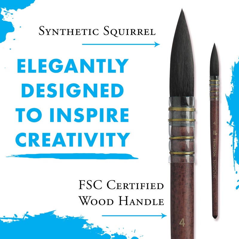 Princeton Artist Brush, Neptune Series 4750, Synthetic Squirrel Watercolor Paint Brush, Quill, Size 4 - Image 3