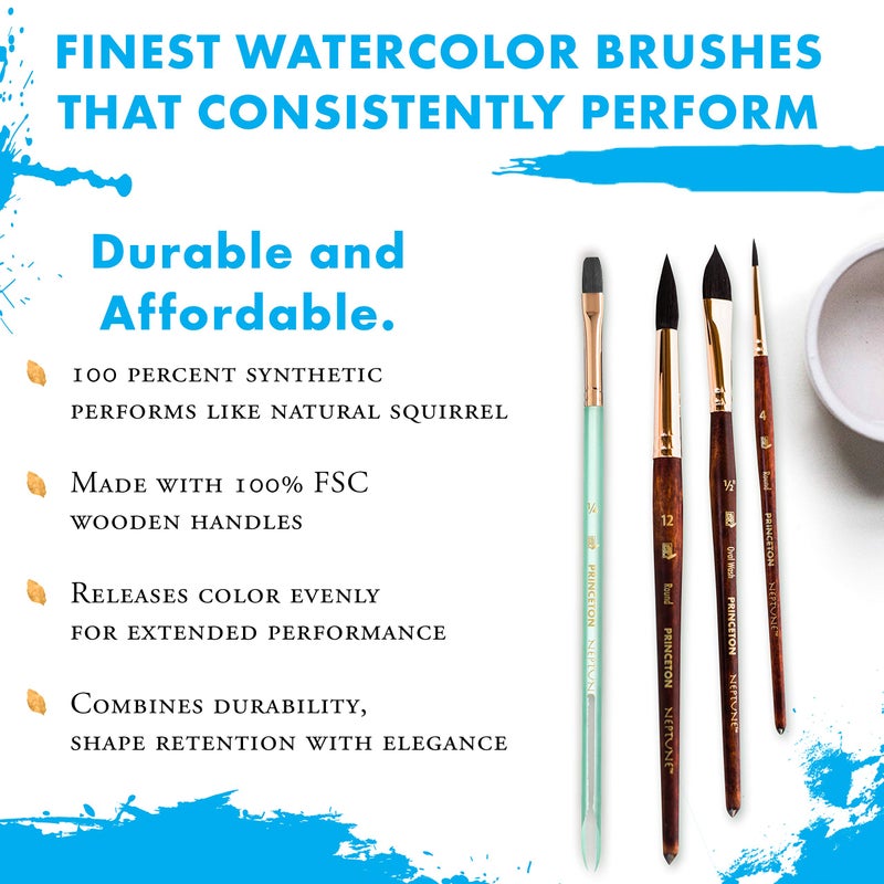 Princeton Artist Brush, Neptune Series 4750, Synthetic Squirrel Watercolor Paint Brush, Quill, Size 4 - Image 5