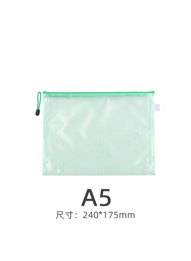 Transparent File Bag  A4 Office Supplies Mesh Zipper Bag Stationery Pvc Waterproof Satchel Test Paper Information Bag - Image 1