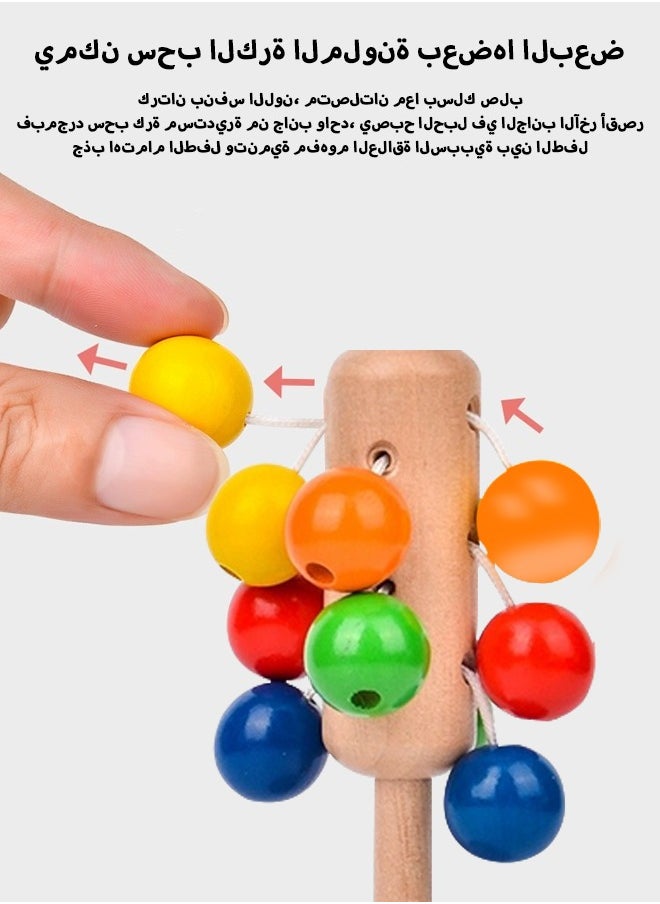 Children's wooden hand-cranked grape string bells, rattles, hand bells, rattle toys, molar educational toys  - Image 4