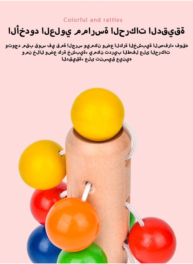 Children's wooden hand-cranked grape string bells, rattles, hand bells, rattle toys, molar educational toys  - Image 5