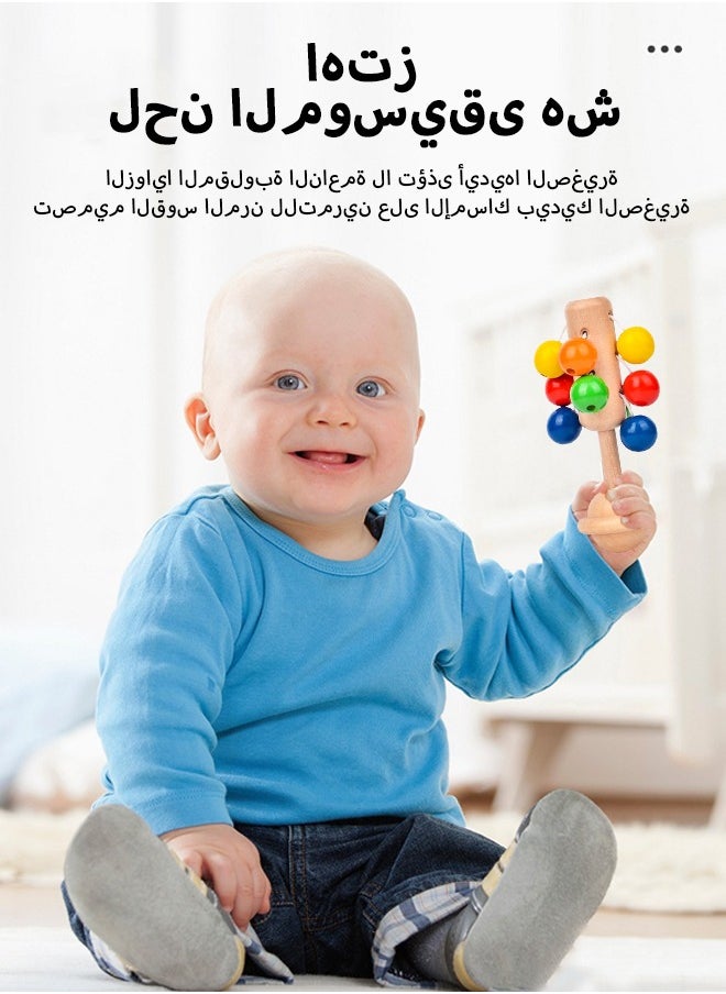 Children's wooden hand-cranked grape string bells, rattles, hand bells, rattle toys, molar educational toys  - Image 3