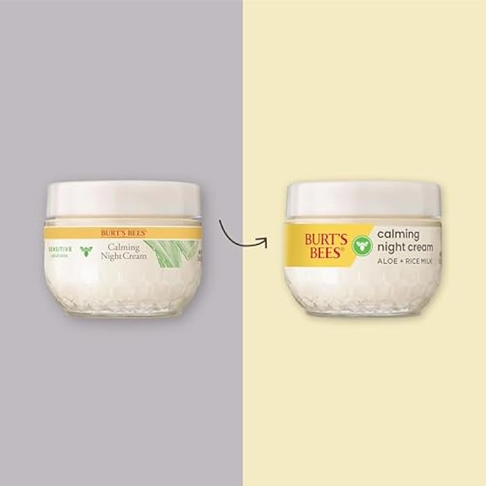 Burt's Bees Calming Night Cream With Aloe and Rice Milk, Face Moisturizer For Sensitive Skin Infuses Skin With Moisture While You Sleep, 98.8 Percent Natural Origin Skin Care, 1.8 oz. Tub - Image 2