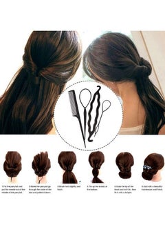 Maahal ™ Combo Of 8 Pcs Hair Styling Braiding Tools And Bun Maker Hair Accessories For Women  - Image 4