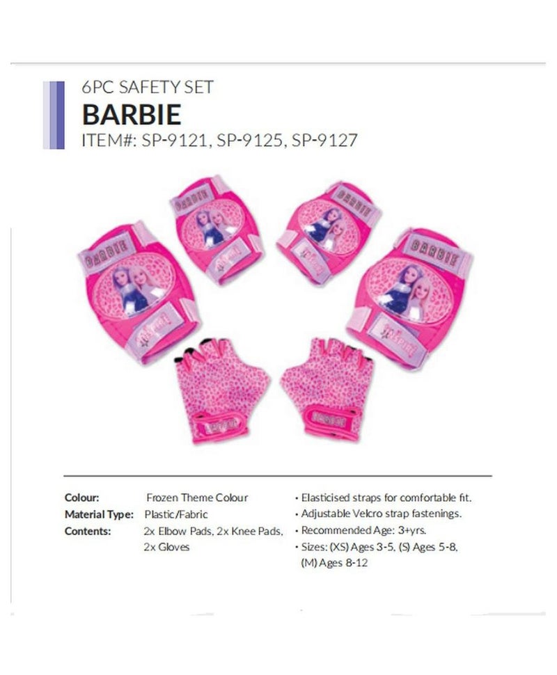 Spartan Barbie 6‑Piece Protective Set XS – Knee Pads, Elbow Pads & Gloves | Foam Cushion with Slide Caps | Adjustable Velcro Straps | Lightweight Breathable Fabric | Youth XS (3‑5Years) SP‑9121 - Image 2