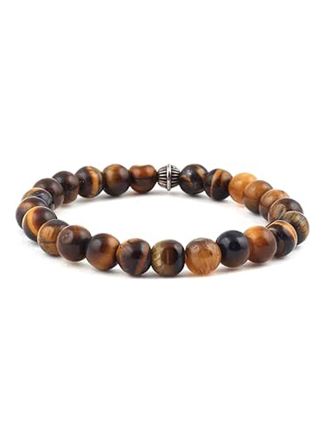 Aqeeqee Handmade Natural Tiger Eye Golden and Brown Bracelet for Healing and Reiki, Metal