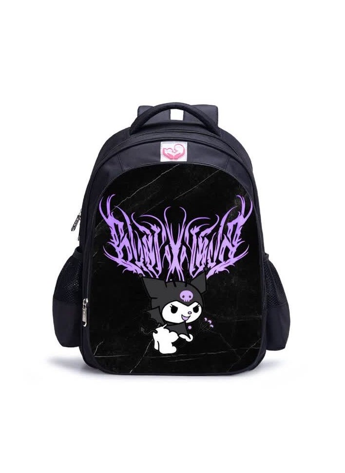 Generic - Manufacturer cartoon animation 42cm backpack Kuromi printed primary and secondary school student schoolbag,Library B-2 Black-L - Image 1