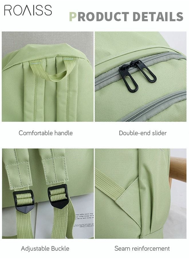 NIBEMINENT - 4 Pcs Casual Doll Backpack Set Cute Bear Sweet Large Capacity Canvas Schoolbag Crossbody Sling Bag Totes Pencil Case for Kids Girls Middle School Students Green - Image 1