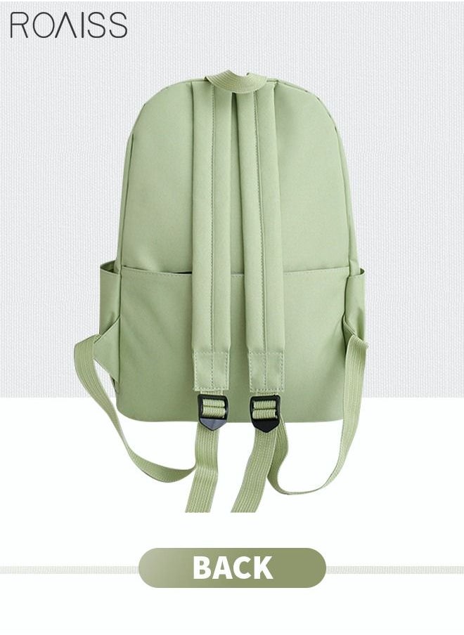 NIBEMINENT - 4 Pcs Casual Doll Backpack Set Cute Bear Sweet Large Capacity Canvas Schoolbag Crossbody Sling Bag Totes Pencil Case for Kids Girls Middle School Students Green - Image 1