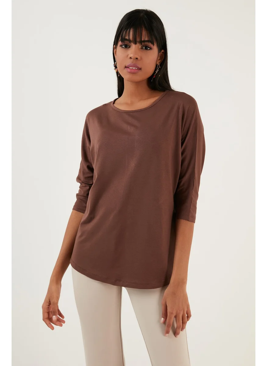 Lela Crew Neck Three Quarter Sleeve Blouse Women's Blouse 5861416Y