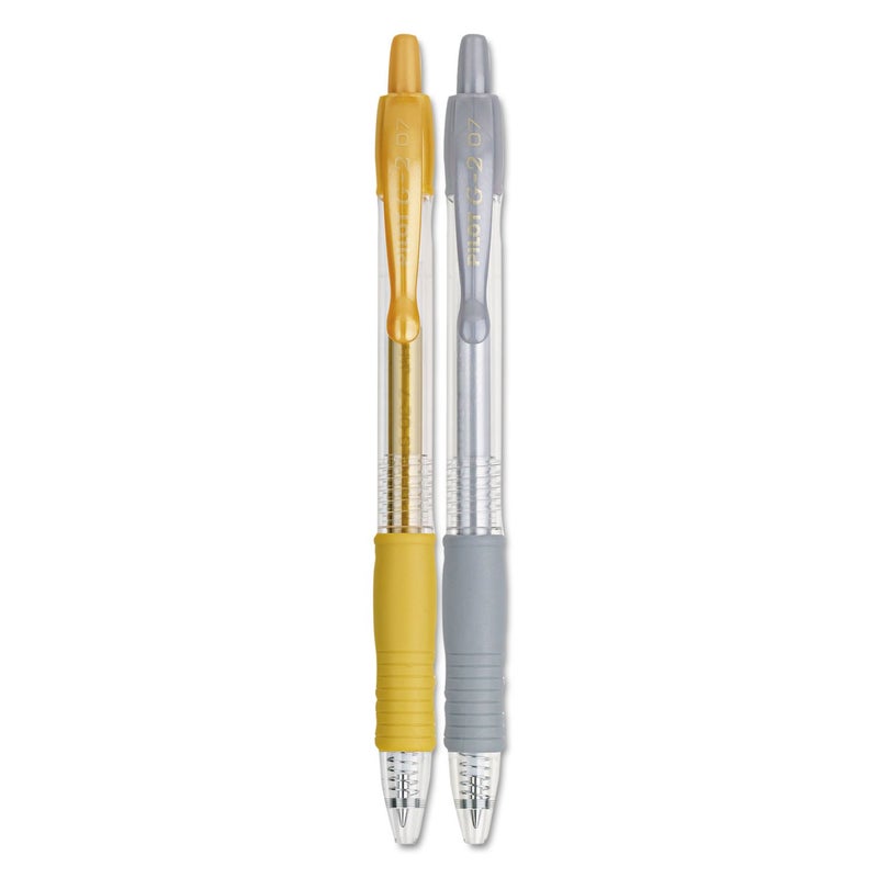 Pilot, G2 Metallics Gel Roller Pens, Fine Point 0.7 mm, Gold & Silver, Pack of 2 - Image 2