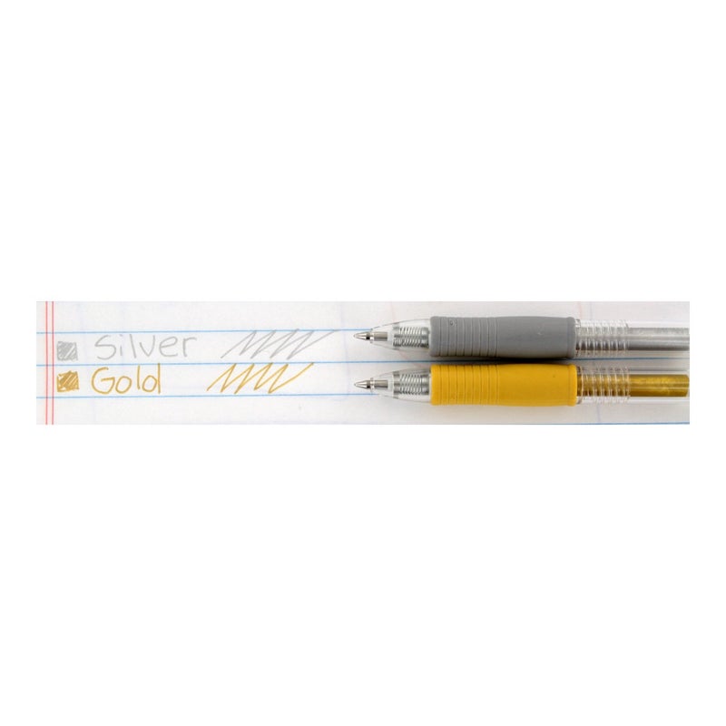 Pilot, G2 Metallics Gel Roller Pens, Fine Point 0.7 mm, Gold & Silver, Pack of 2 - Image 5