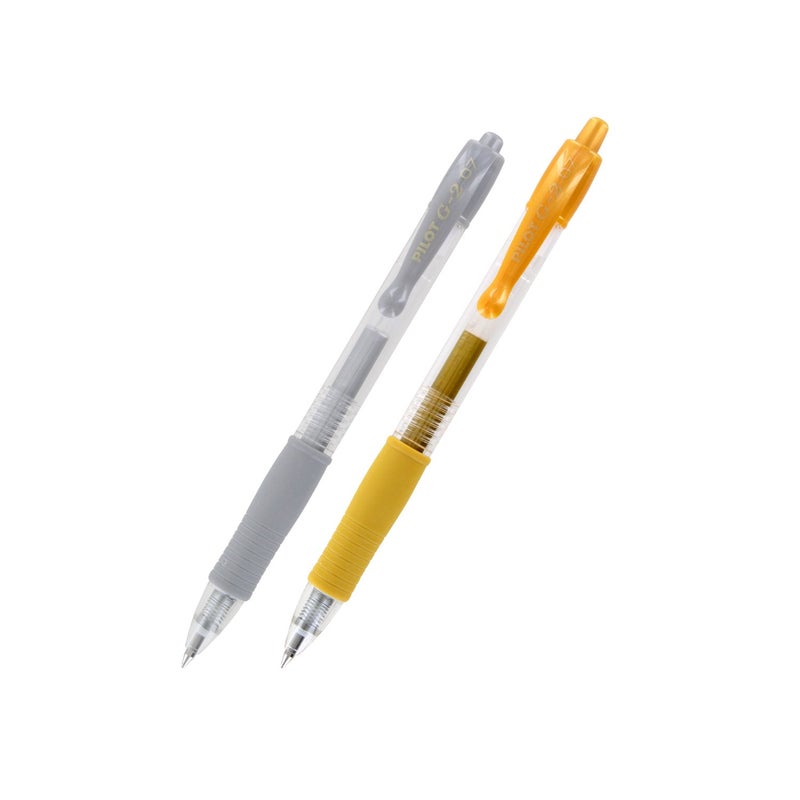 Pilot, G2 Metallics Gel Roller Pens, Fine Point 0.7 mm, Gold & Silver, Pack of 2 - Image 3