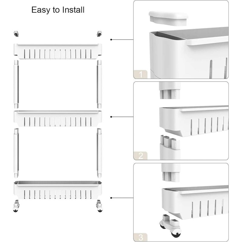 JIGVA Space Saving Storage Rack Premium Plastic 3 Steps Kitchen Stand Rack Basket for Office Use Fruits Onion Potato Vegetables and Sabaji Basket Vegetable Stand Color May Vary - Image 3