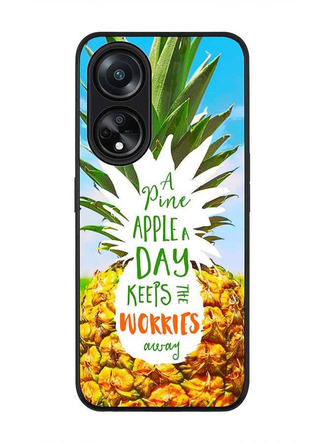 Stylizedd Rugged Black edge case for Oppo A98 5G, Slim fit Soft Case Flexible Rubber Edges Anti Drop TPU Gel Thin Cover- Pineapple A Day - Image 1