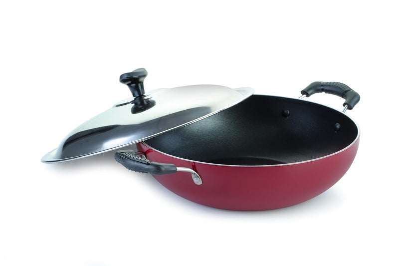 Crystal Vivid Series Induction Bottom Non-Stick Cookware Set, 2 Pcs, Maroon | Tawa 250 mm | Kadai 240 mm with Steel Lid | 2.6 mm thickness| 3 layer Non stick Coating | Metal Spoon Friendly | PFOA Free - Image 4