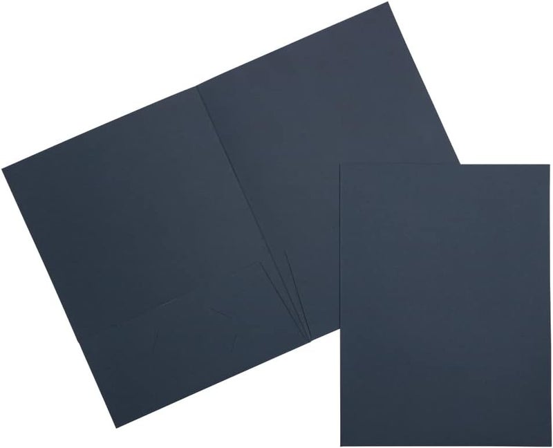 JAM Paper Two Pocket Textured Linen Presentation Folders - Letter Size Business Folder - Navy Blue - Bulk 50/Box - Image 1
