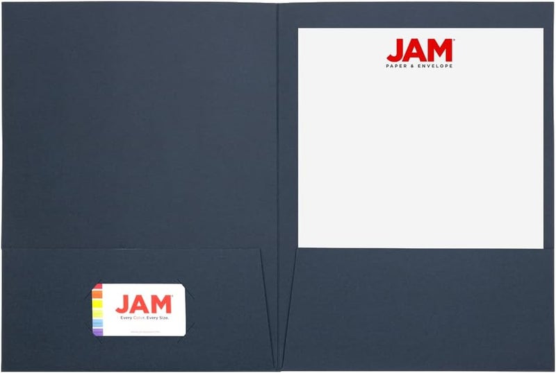 JAM Paper Two Pocket Textured Linen Presentation Folders - Letter Size Business Folder - Navy Blue - Bulk 50/Box - Image 2