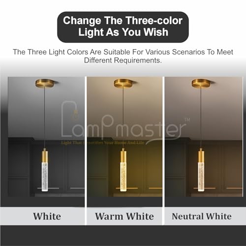 Lamp master Luxurious Crystal Bubble Pendant Light | 3 in 1 LED Color Modern Ceiling Light for Bedroom, Living Room, Kitchen, Dining Room & Restaurants Antique Gold Finish Hanging Light for Home Decor - Image 4