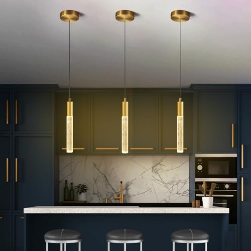 Lamp master Luxurious Crystal Bubble Pendant Light | 3 in 1 LED Color Modern Ceiling Light for Bedroom, Living Room, Kitchen, Dining Room & Restaurants Antique Gold Finish Hanging Light for Home Decor - Image 3