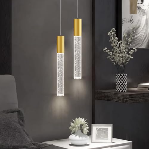 Lamp master Luxurious Crystal Bubble Pendant Light | 3 in 1 LED Color Modern Ceiling Light for Bedroom, Living Room, Kitchen, Dining Room & Restaurants Antique Gold Finish Hanging Light for Home Decor - Image 1