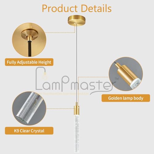 Lamp master Luxurious Crystal Bubble Pendant Light | 3 in 1 LED Color Modern Ceiling Light for Bedroom, Living Room, Kitchen, Dining Room & Restaurants Antique Gold Finish Hanging Light for Home Decor - Image 5
