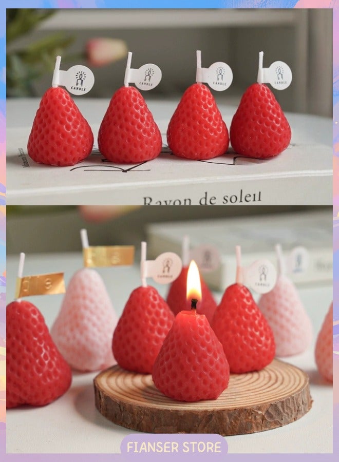 Fianser Candles Handmade 4 Strawberry Home Scented 0.5 Hour Each Fragrance Aromatherapy Gift Wax Natural Soy Stress Relief Luxury Wedding Bathroom Birthday Yoga Anniversary - Image 1